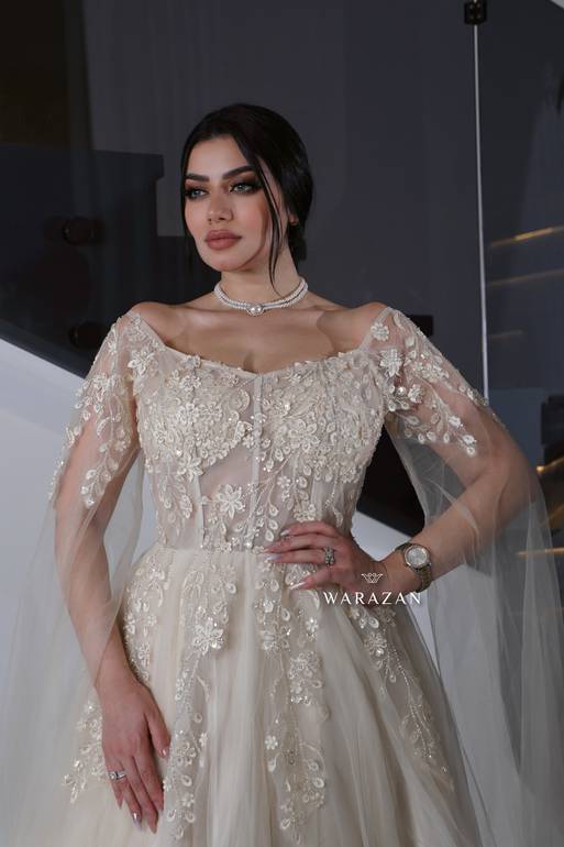 فستان سهرة دبل كلوش مورد 