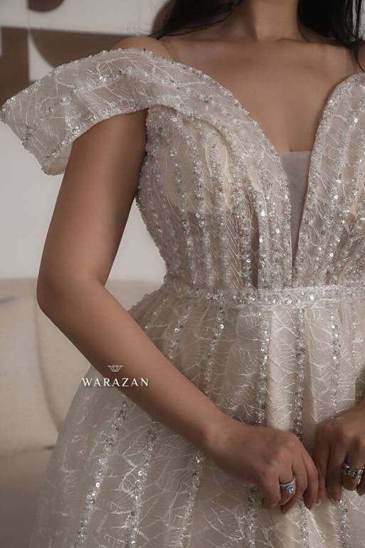 فستان سهرة ناعم اوف شولدر للمناسبات