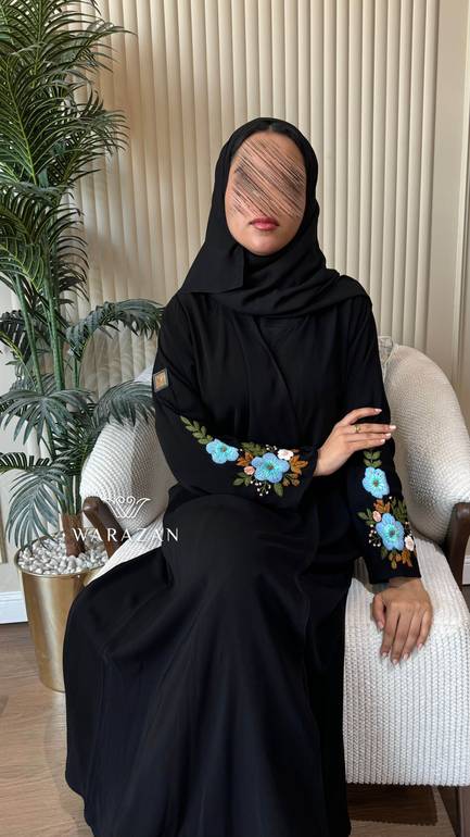 عباية قماش انترنت تطريز يدوي مورد للعيد