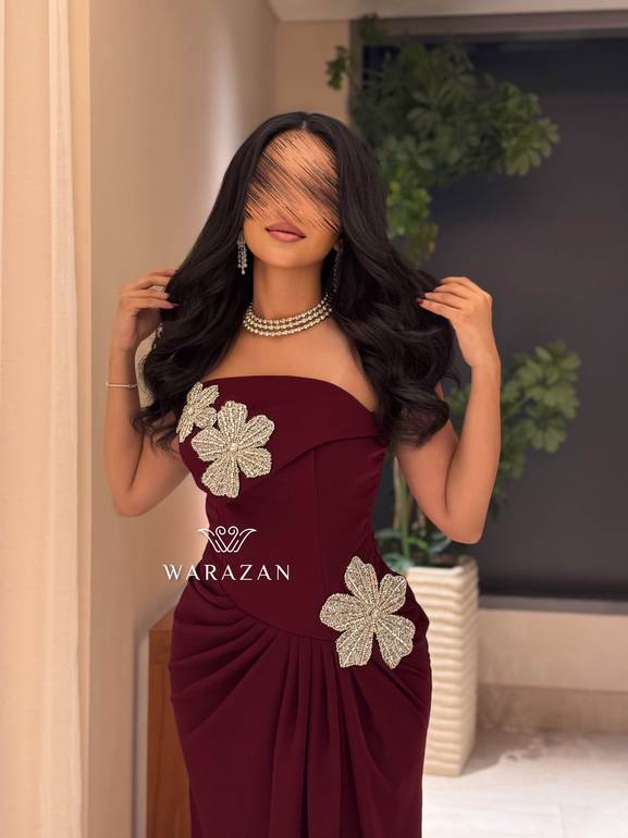 فستان سهره ماسك بتدخيلة ورود 