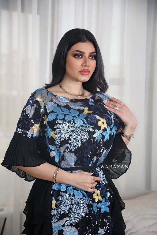 فستان سهرة قطعتين ترتر بألوان