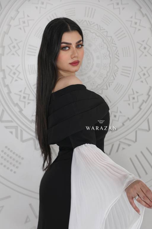 فستان سهرة طويل كريب مسك أكمام بيليسيه 