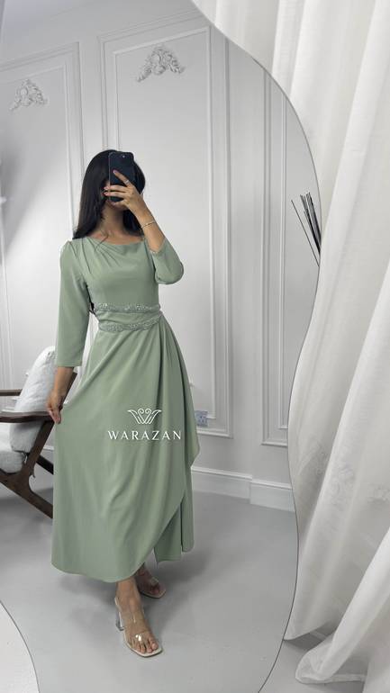 فستان ناعم باكمام طويله 