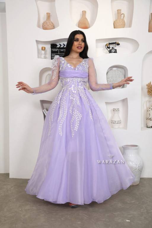 فستان سهرة راقي مع أكمام منفصلة