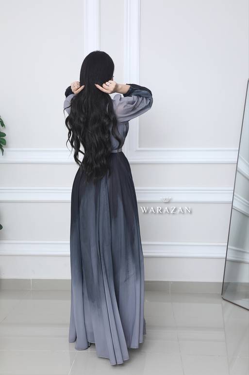 فستان سهرة طويل ومشجر برنت راقي مع فصوص