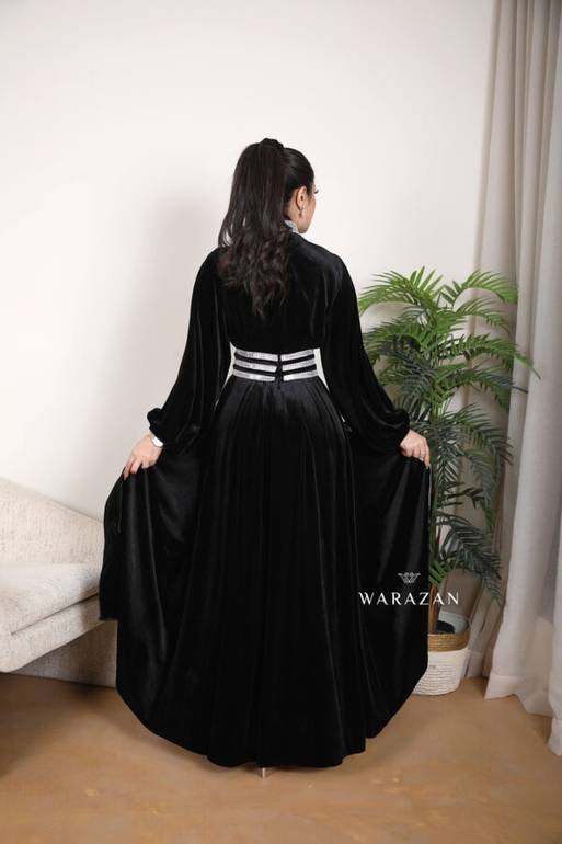 فستان مغربي مخمل سترس كامل للمناسبات