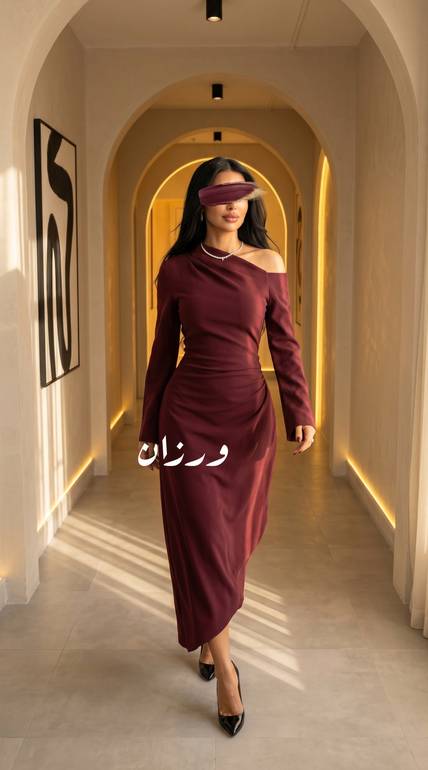 فستان ناعم بستايل فتحه من الكتف 