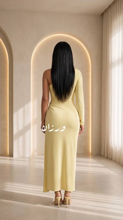 فستان بتصميم ناعم مزين بإبزيم ذهبي