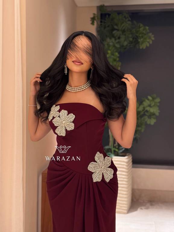 فستان سهره ماسك بتدخيلة ورود 