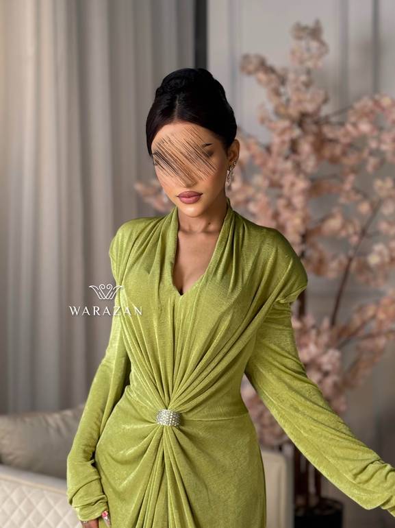 فستان سهرة طويل وناعم ماسك استريتش 