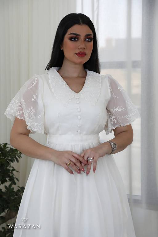 فستان ميد نص كم بأزرار
