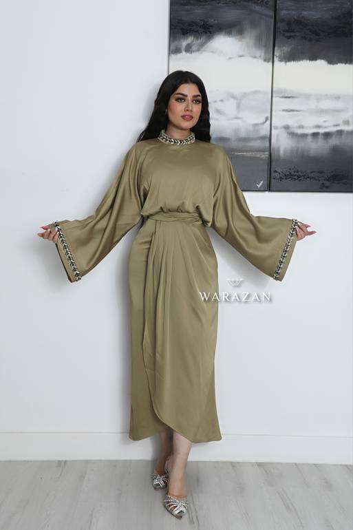 فستان ناعم باكمام وسيعة  - كموني - 44