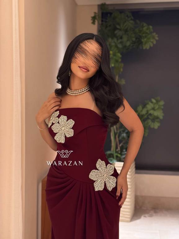 فستان سهره ماسك بتدخيلة ورود 