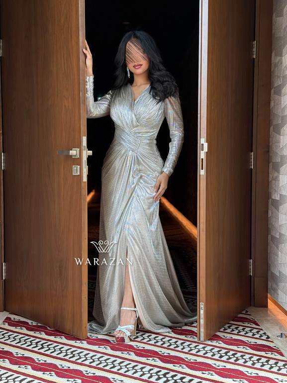 فساتين ورزان – فستان سهرة استرتش ماسك من الخصر برغندي