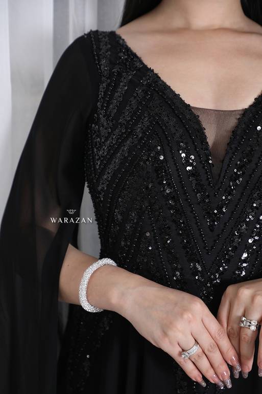 فستان سهرة ناعم وطويل شيفون ملكي