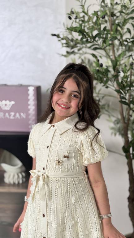 فستان بناتي بحزام  للمناسبات