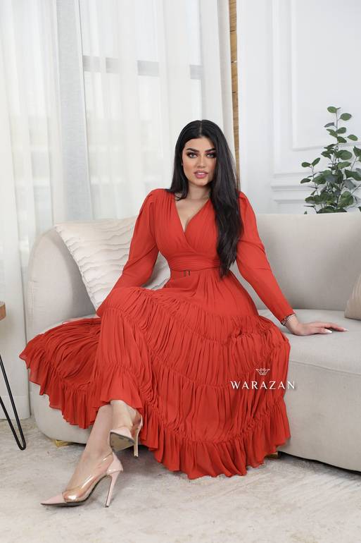 فستان شيفون ناعم ميدي