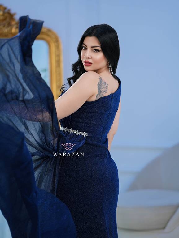فستان سهرة راقي مع كرستال 