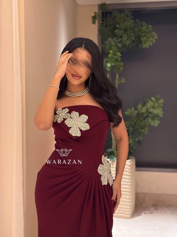 فستان سهره ماسك بتدخيلة ورود 