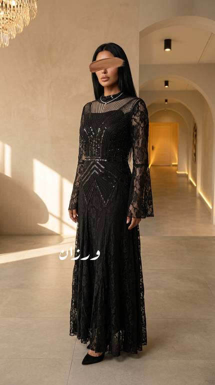 فستان ملكي بتدخيلة دانتيل ملكي