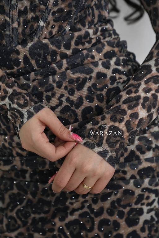 فستان سهرة ناعم ماسك نمري أنيق 