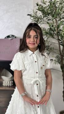 فستان بناتي بحزام  للمناسبات