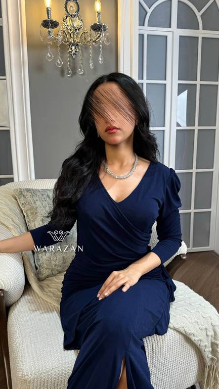 فستان سهرة ناعم ماسك أنيق أكمام طويلة 