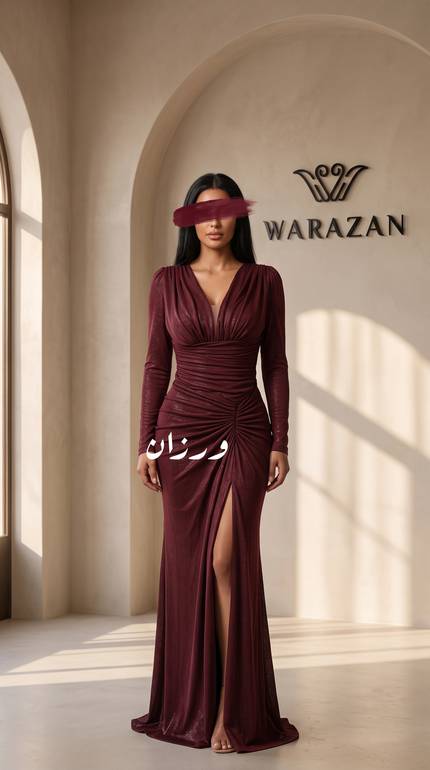  فستان سهرة بكسرات بتصميم درابيه فاخر
