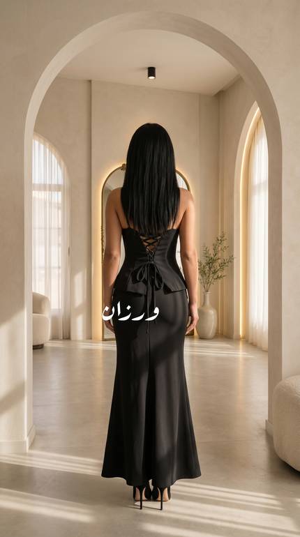 فستان سهرة أسود بكورسيه