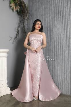 فستان سهرة طويل ماسك مع تطريز 