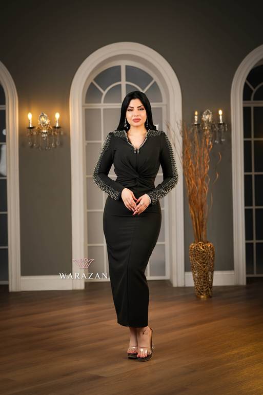 فستان سهرة مخمل ماسك للخطوبة والعيد والمناسبات 