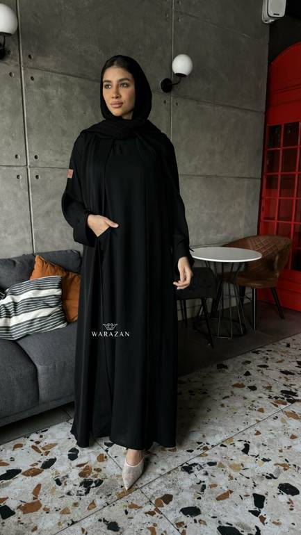 عباية رسمية ساترة للعيد والدوام بفتحة جانبية وجيوب