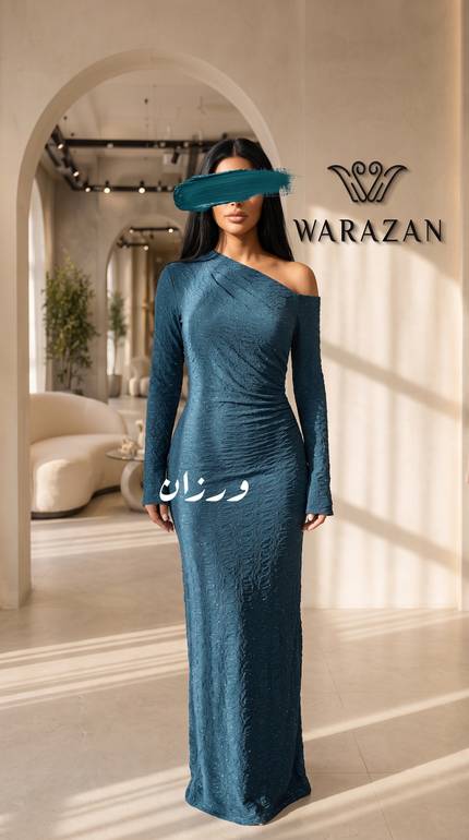 فستان ناعم مجسم بكسرات عند الخصر