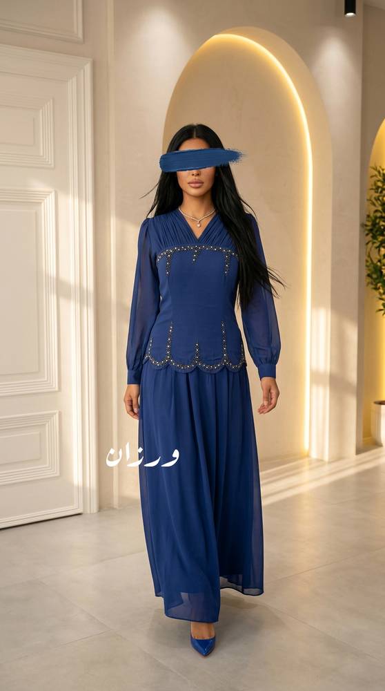 فستان انيق باكمام طويله للسهرة 