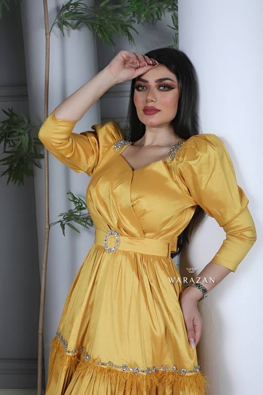 فستان راقي قماش شانطون وتطريز
