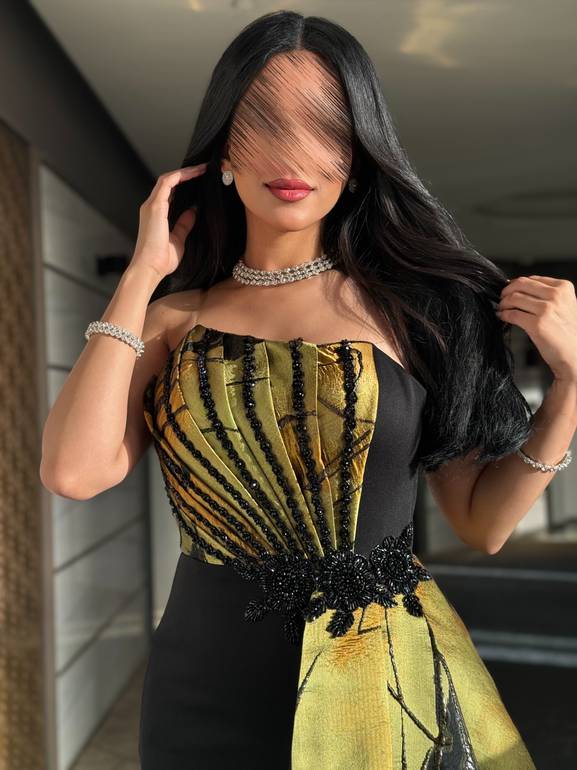 فستان سهرة راقي مع قماش جاكار 