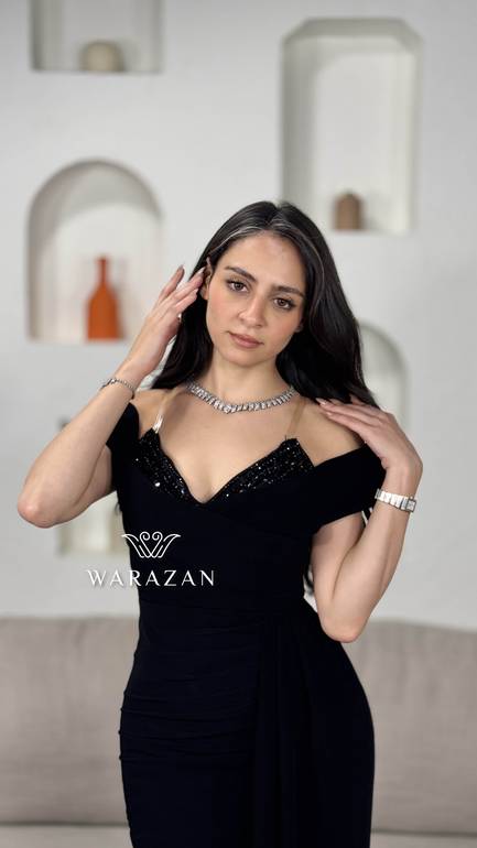 فستان سهرة بكرستال من الصدر