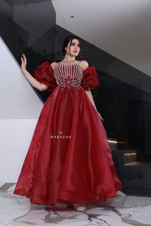 فستان سهرة راقي بتطريز دبل كلوش 
