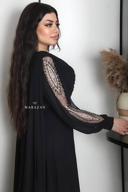 فستان سهرة ناعم راقي بحزام من الخصر 