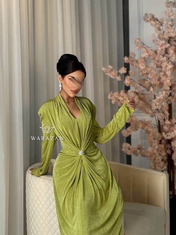 فستان سهرة طويل وناعم ماسك استريتش 