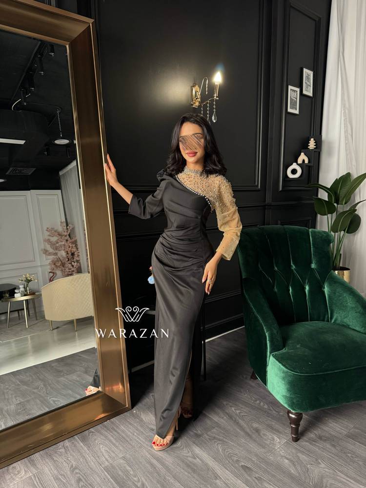 فستان سهرة ناعم بكم لول