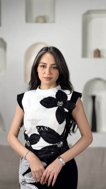 فستان سهرة بتدخيلة ورد 