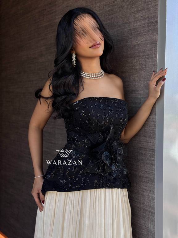 فستان سهره بكسرات و بتدخيلة ورود 