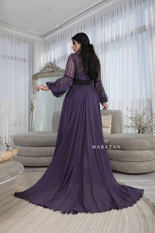 فستان سهرة راقي بأكمام طويلة 