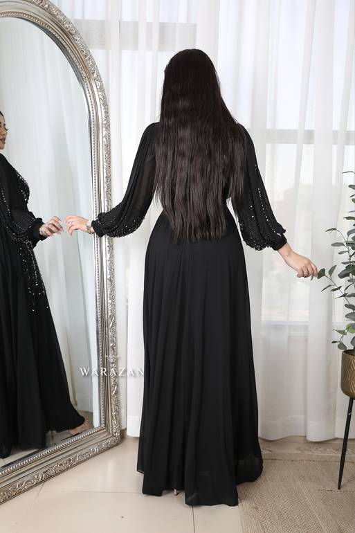 فستان سهرة ناعم بحزام ربطة من الخصر