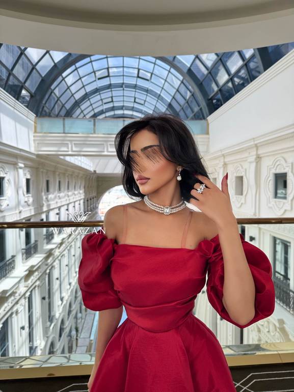 فستان سهرة ميد بقصة اكمام بف 