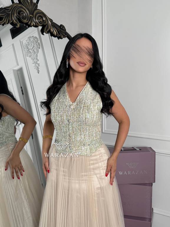 فستان بلمعه و و بكسرات 