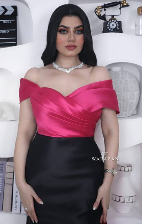 فستان سهرة ناعم ميكادو ماسك اوف شولدر