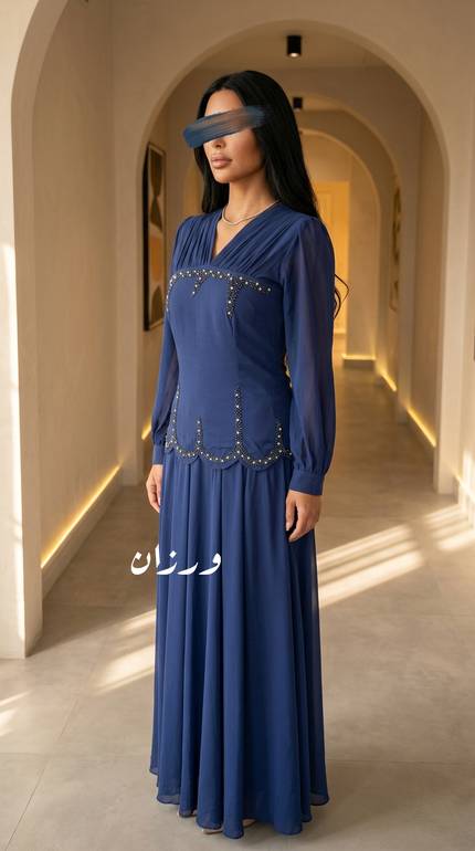 فستان انيق باكمام طويله للسهرة 