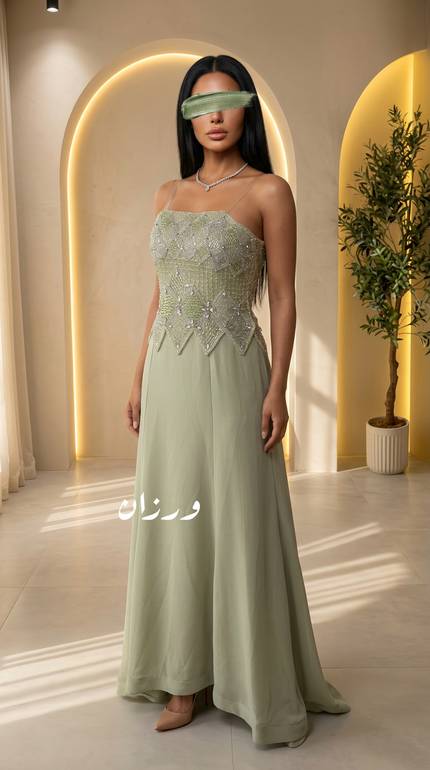 فستان كريب سراميك بشك يدوي